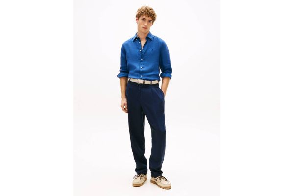 Ανδρικό Λινό Πουκάμισο Μπλε Tommy Hilfiger MW0MW41530-C3I