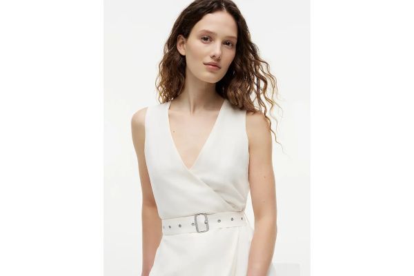 Γυναικείο Αμάνικο Λινό Φόρεμα Λευκό Tommy Hilfiger WW0WW48951-YA8