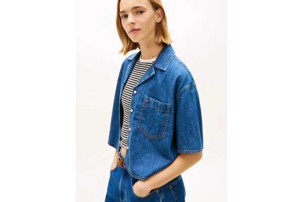 Γυναικείο Κοντομάνικο Πουκάμισο Μπλε Tommy Jeans DW0DW22216-1A5