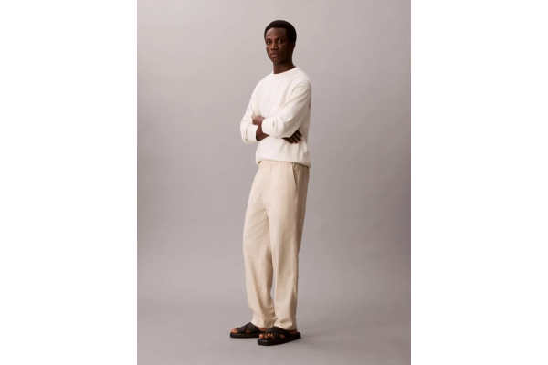 Ανδρικό Λινό Παντελόνι Μπεζ Calvin Klein LV04LF619G-2JX