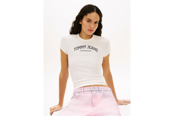 Γυναικείο Slim Varsity T-shirt Λευκό Tommy Jeans DW0DW22302-YBH