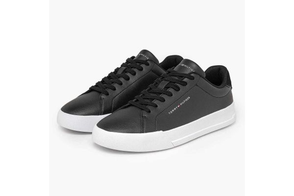 Ανδρικά Δερμάτινα TH Court Sneakers Μαύρα Tommy Hilfiger FM0FM05904-BDS