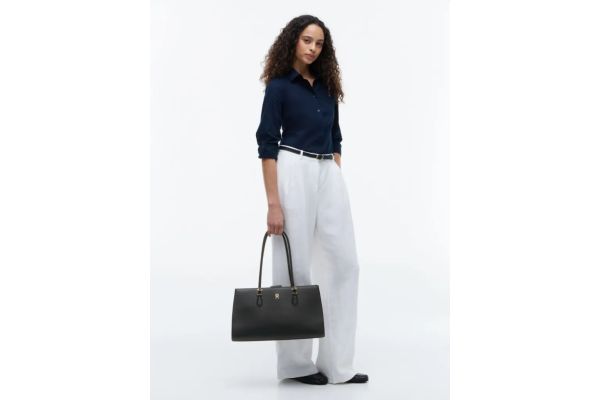 Γυναικεία TH Monogram Τσάντα Χειρός Μαύρη Tommy Hilfiger AW0AW18750-BDS