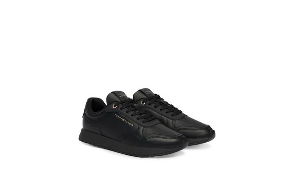Γυναικεία Δερμάτινα Retro Runner Sneakers Μαύρα Tommy Hilfiger FW0FW09411-BDS