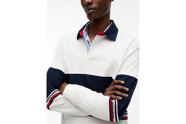 Ανδρική Μακρυμάνικη Polo Μπλούζα Off White Tommy Jeans DM0DM23161-YBH