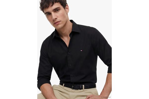 Ανδρικό Πουκάμισο Μαύρο Tommy Hilfiger MW0MW43122-BDS