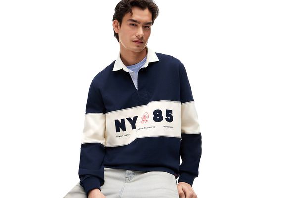Ανδρική Μακρυμάνικη Polo Μπλούζα Navy Μπλε Tommy Jeans DM0DM23162-C1G