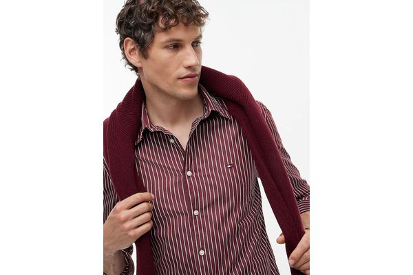 Ανδρικό Ριγέ Πουκάμισο Μπορντό Tommy Hilfiger MW0MW44571-0EV