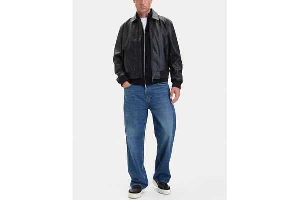 Ανδρικό Faux Leather Bomber Μπουφάν Μαύρο Calvin Klein LV04RH413G-UB1