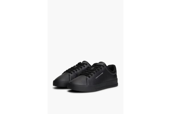 Ανδρικά Δερμάτινα Sneakers Μαύρα Tommy Hilfiger FM0FM05367-0GJ