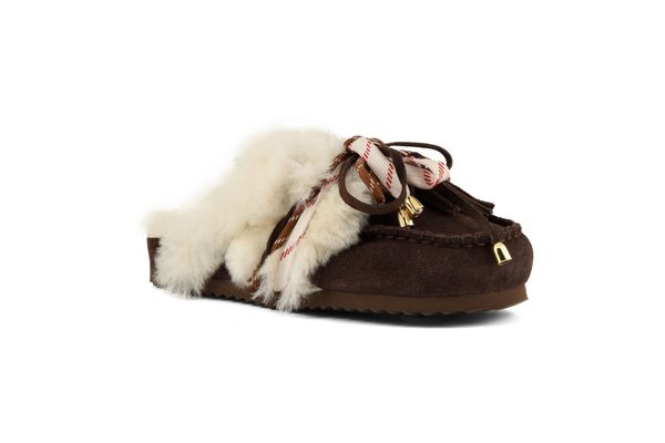 Γυναικείες Slofi Furry Παντόφλες Καφέ Colors Of California HC SHSLOFI04-CHOCOLATE