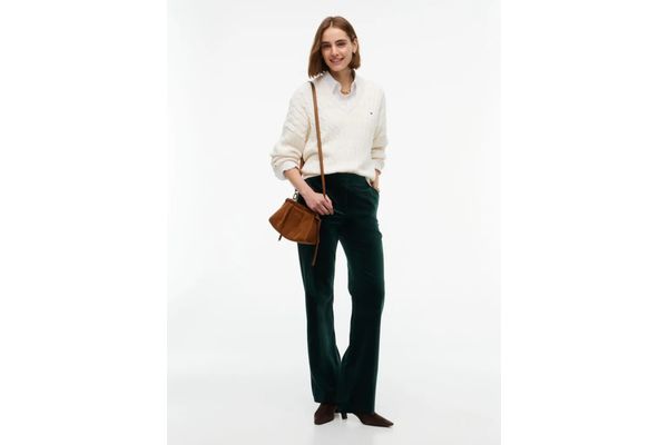 Γυναικείο Slim Βελουτέ Παντελόνι Πράσινο Tommy Hilfiger WW0WW52201-LZP