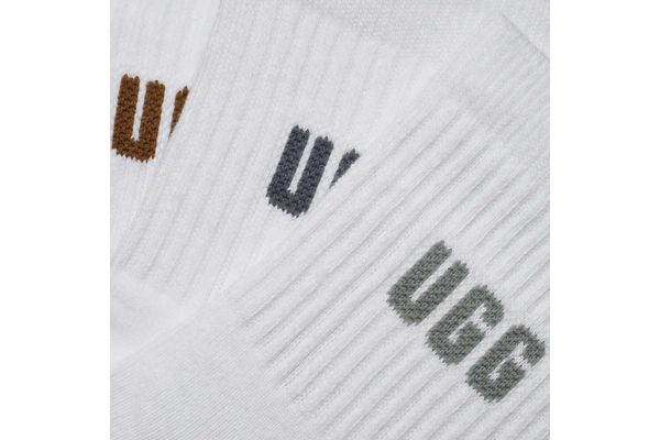 Γυναικείες Quinlin Logo Quarter Κάλτσες 3 Τεμαχίων Λευκές UGG 1181412-SMYB