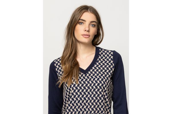 Γυναικείο Calishaw26 Μακρυμάνικο T-shirt Navy Μπλε Heavy Tools T15056-GEOMETRIC