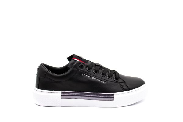 Γυναικεία Δερμάτινα Essential Cupsole Sneakers Μαύρα Tommy Hilfiger FW0FW06075-BDS