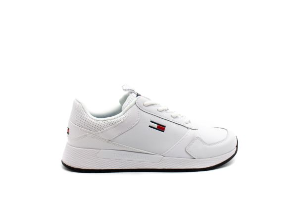 Ανδρικά Δερμάτινα Flexi Runner Sneakers Λευκά Tommy Jeans EM0EM01080-YBR Ανδρικά Δερμάτινα Flexi Runner Sneakers Λευκά Tommy Jeans EM0EM01080-YBR