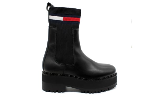 Γυναικεία Δερμάτινα Flatform Chelsea Μποτάκια Μαύρα Tommy Jeans EN0EN02301-BDS