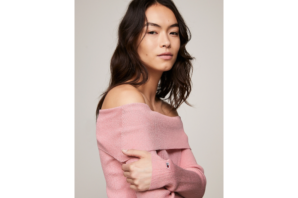 Γυναικείο Off Shoulder Πουλόβερ Ροζ Tommy Jeans DW0DW17501-THA