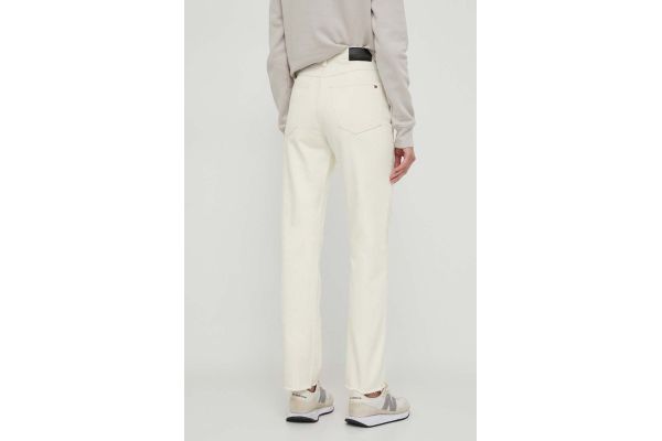 Γυναικείο Classic Straight Παντελόνι Εκρού Tommy Hilfiger WW0WW40642-1CE