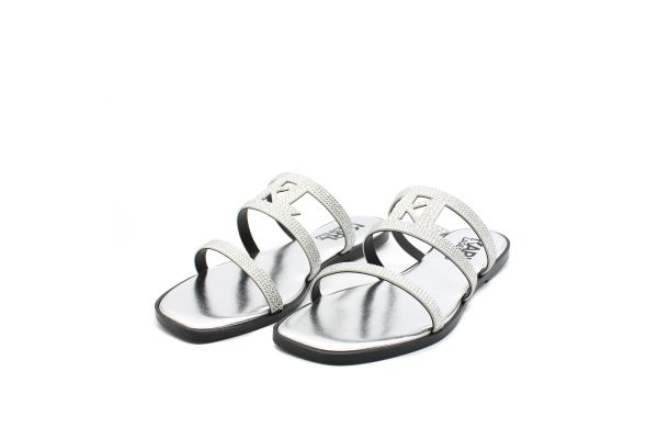 Γυναικεία KL Rhinestone Σανδάλια Ασημί Karl Lagerfeld KL87405-GSL HEAVY GLITTER