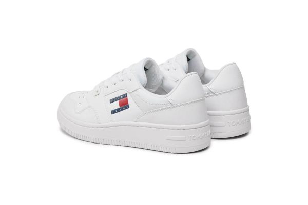 Γυναικεία Δερμάτινα Retro Basket Essential Sneakers Λευκά Tommy Jeans EN0EN02505-YBS