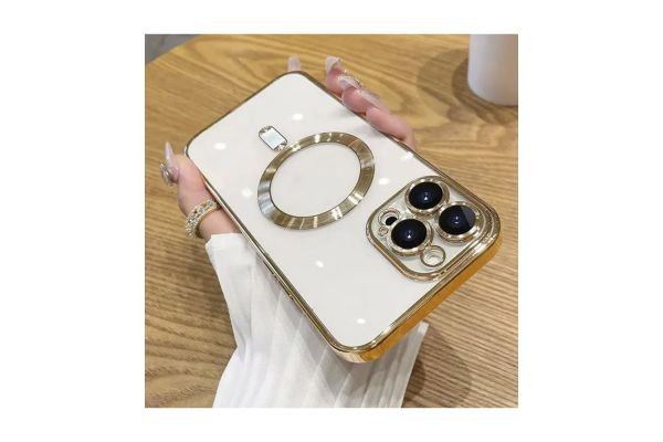 Magsafe Back Cover Σιλικόνης Διάφανο/Χρυσό (iPhone 15 Pro Max)