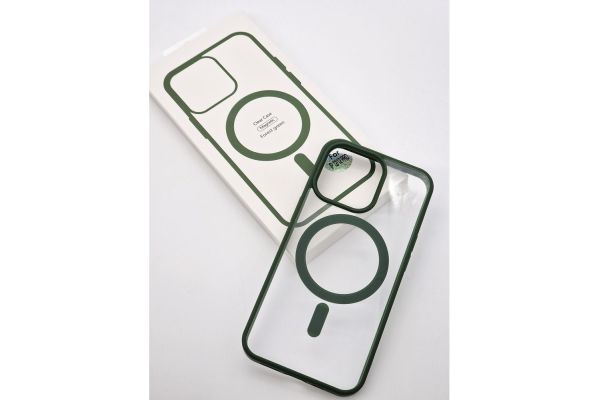 Magsafe Back Cover Σιλικόνης Διάφανο-Πράσινο (iPhone 15)