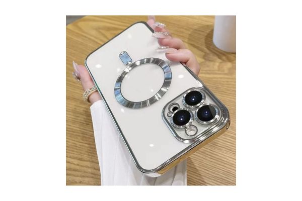 Magsafe Back Cover Σιλικόνης Διάφανο/Ασημί (Galaxy S23 Ultra)