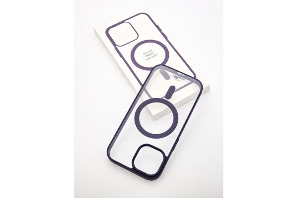 Magsafe Back Cover Σιλικόνης Διάφανο-Μώβ (iPhone 15)