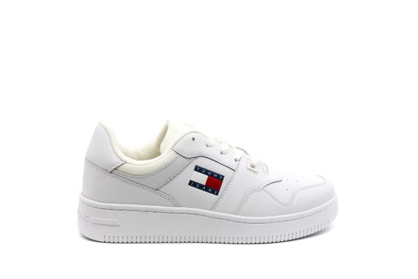 Ανδρικά Δερμάτινα Retro Basket Sneakers Λευκά Tommy Jeans EM0EM01395-YBR