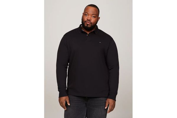 Ανδρικό Plus Size 1985 Μακρυμάνικο Polo Μαύρο Tommy Hilfiger MW0MW34102-BDS