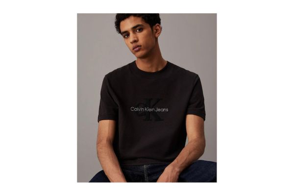Ανδρικό Chenille Monologo T-shirt Μαύρο Calvin Klein J30J326158-BEH