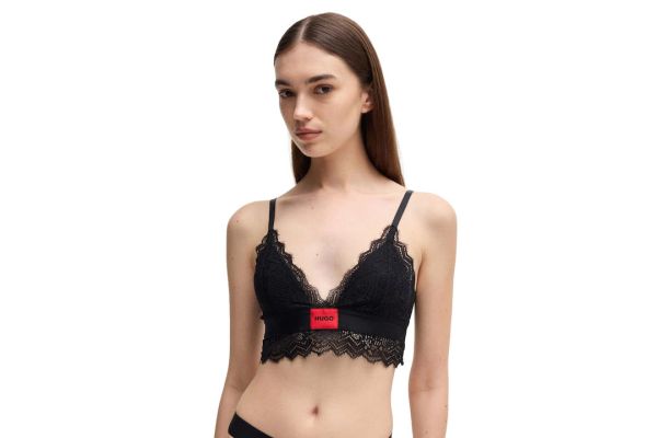 Γυναικείο Triangle Padded Lace Σουτιέν Μαύρο Hugo 50502786-002