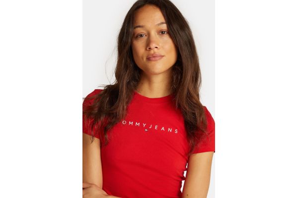 Γυναικείο Slim Linear T-shirt Κόκκινο Tommy Jeans DW0DW18398-XME