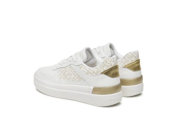 Γυναικεία Δερμάτινα TH Monogram Sneakers Λευκά Tommy Hilfiger FW0FW08381-0K4