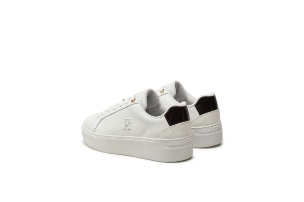 Γυναικεία Δερμάτινα TH Platform Court Sneakers Λευκά Tommy Hilfiger FW0FW08614-YBS