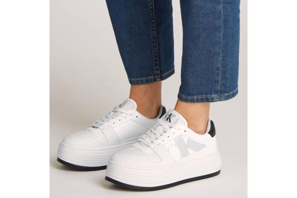 Γυναικεία Δερμάτινα Bold Flatform Sneakers Λευκά Calvin Klein YW0YW01641-01W
