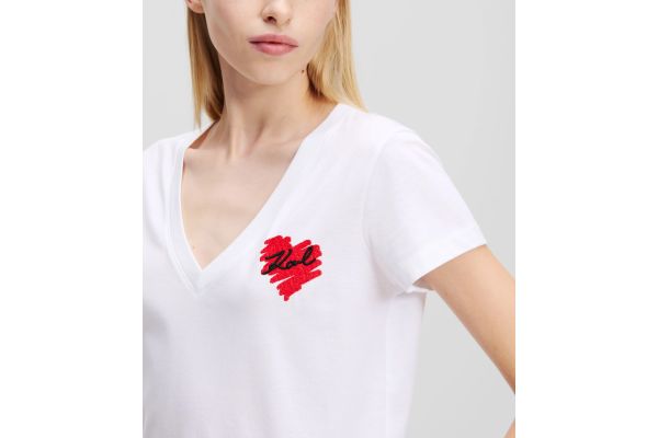 Γυναικείο Hearts T-shirt Λευκό Karl Lagerfeld A1W17116-100 WHITE