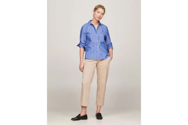 Γυναικείο Slim Straight Παντελόνι Μπεζ Tommy Hilfiger WW0WW40504-AEG