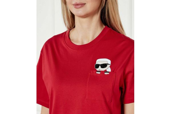 Γυναικείο Peak-A-Boo T-shirt Κόκκινο Karl Lagerfeld A1W17100-586 SCARLET SAGE