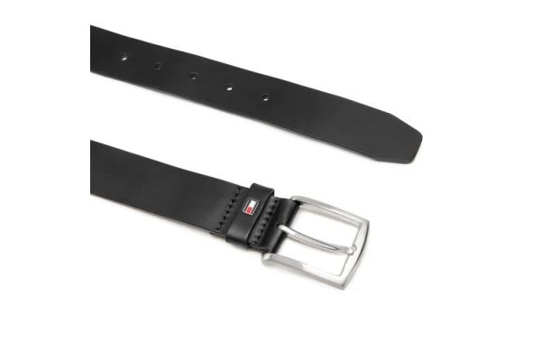 Ανδρική Δερμάτινη Denton Ζώνη Μαύρη Tommy Hilfiger AM0AM08360-990