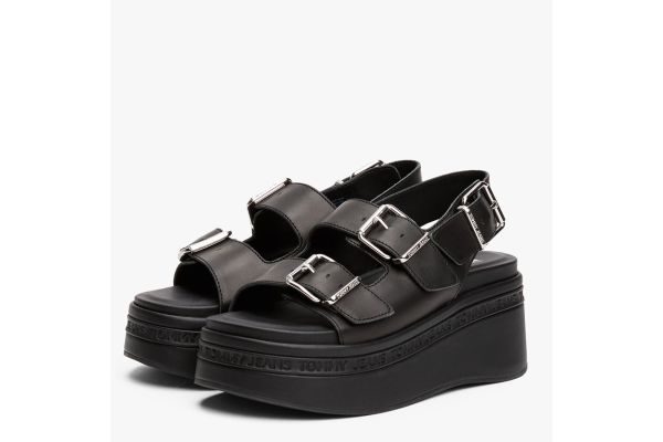 Γυναικεία Δερμάτινα Σανδάλια Μαύρα Tommy Jeans EN0EN02774-BDS