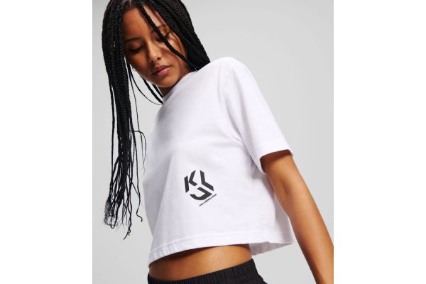 Γυναικείο Cropped Monogram T-shirt Λευκό Karl Lagerfeld Jeans A2W17076-100 WHITE